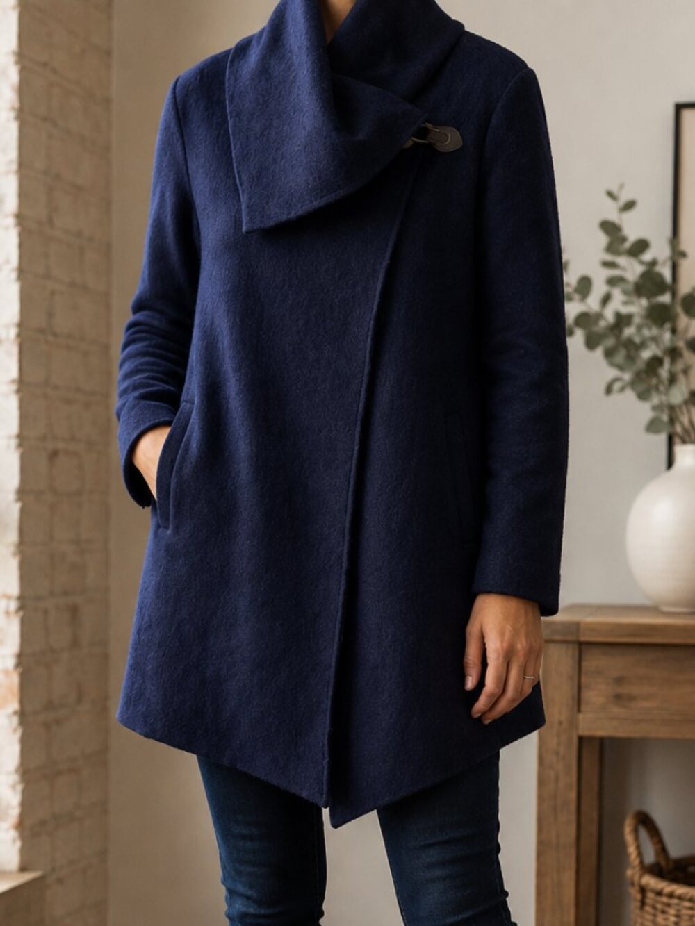 Kenar 100% Wool Jacket Cowl Neck MEDIUM